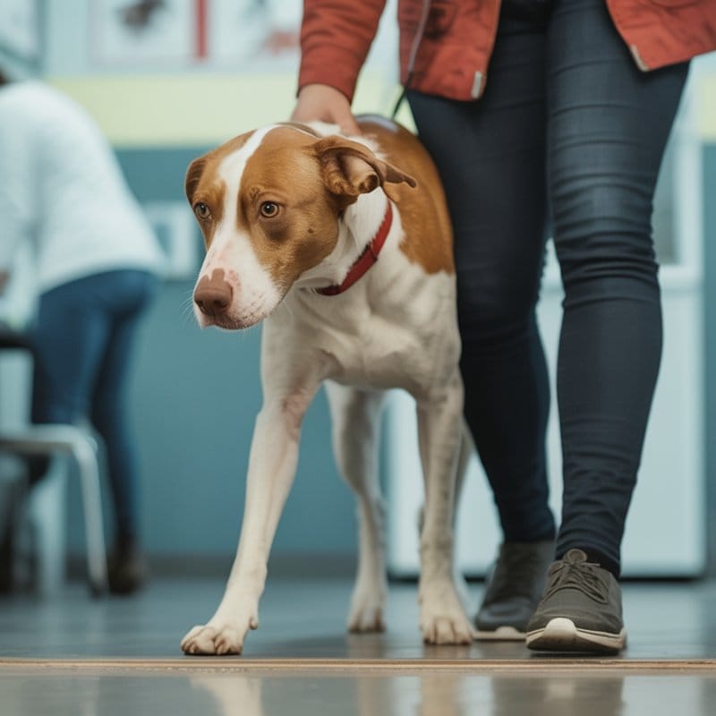 Hund wird humpelnd in eine Tierklinik gebracht, Notfall-Situation